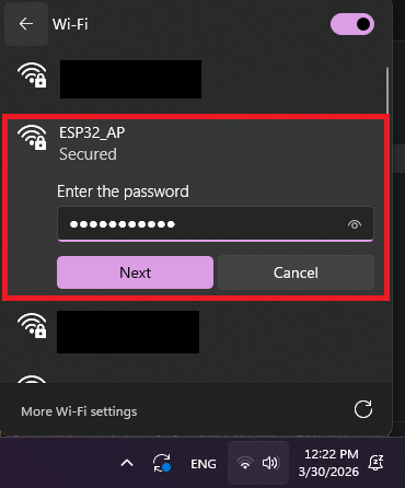Подключение к точке доступа ESP32