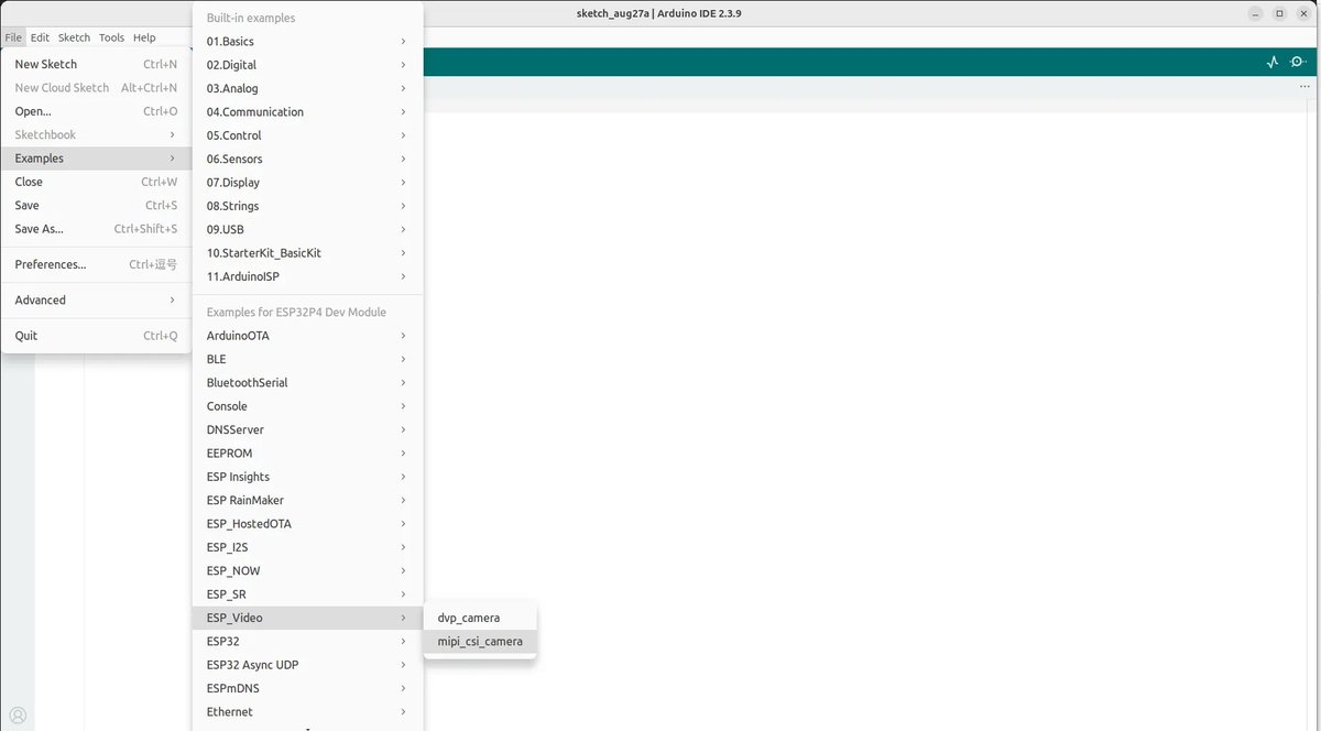 Меню File > Examples > ESP_Video в Arduino IDE