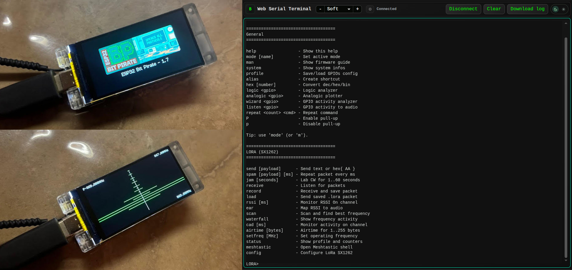 Cover Image ESP32 Bit Pirate: анализ LoRa и Meshtastic на ESP32-S3