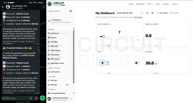 Работа счётчика свистков на кухне