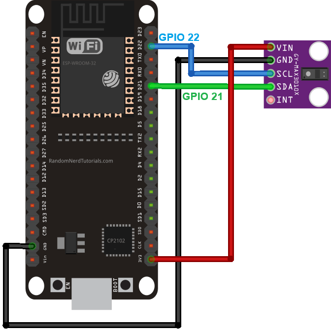 Схема подключения MAX30102 к ESP32