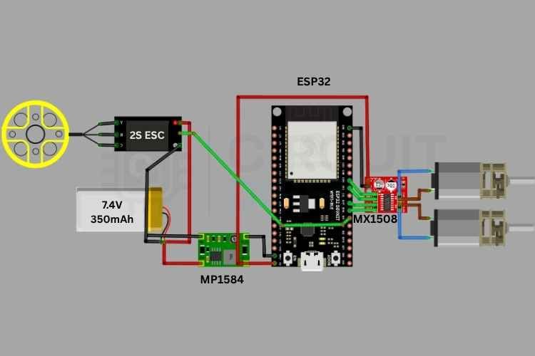 Принципиальная схема ESP32 Wall Climbing Robot