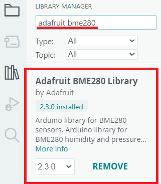 Установка библиотеки Adafruit BME280 в Arduino IDE