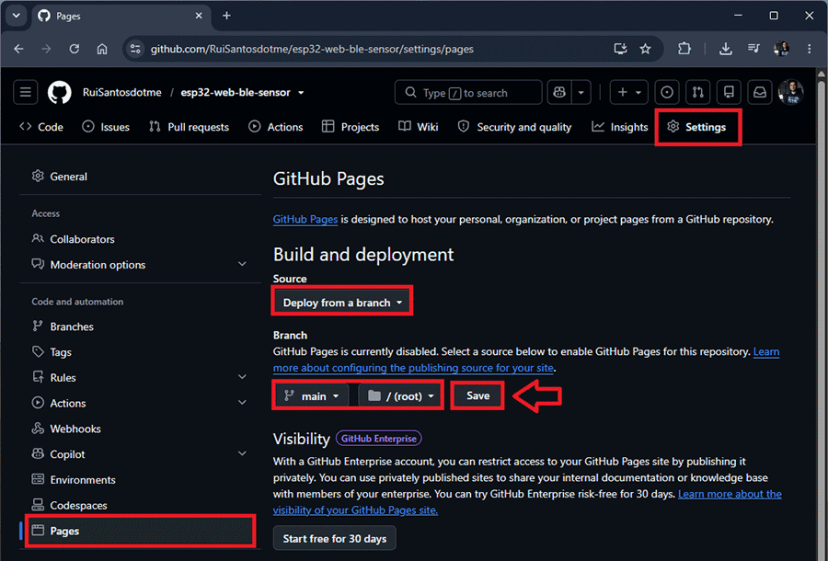 Настройка и публикация GitHub Pages