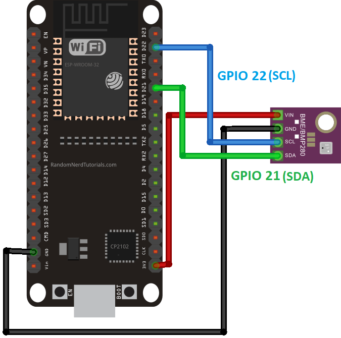 Схема подключения ESP32 к BME280