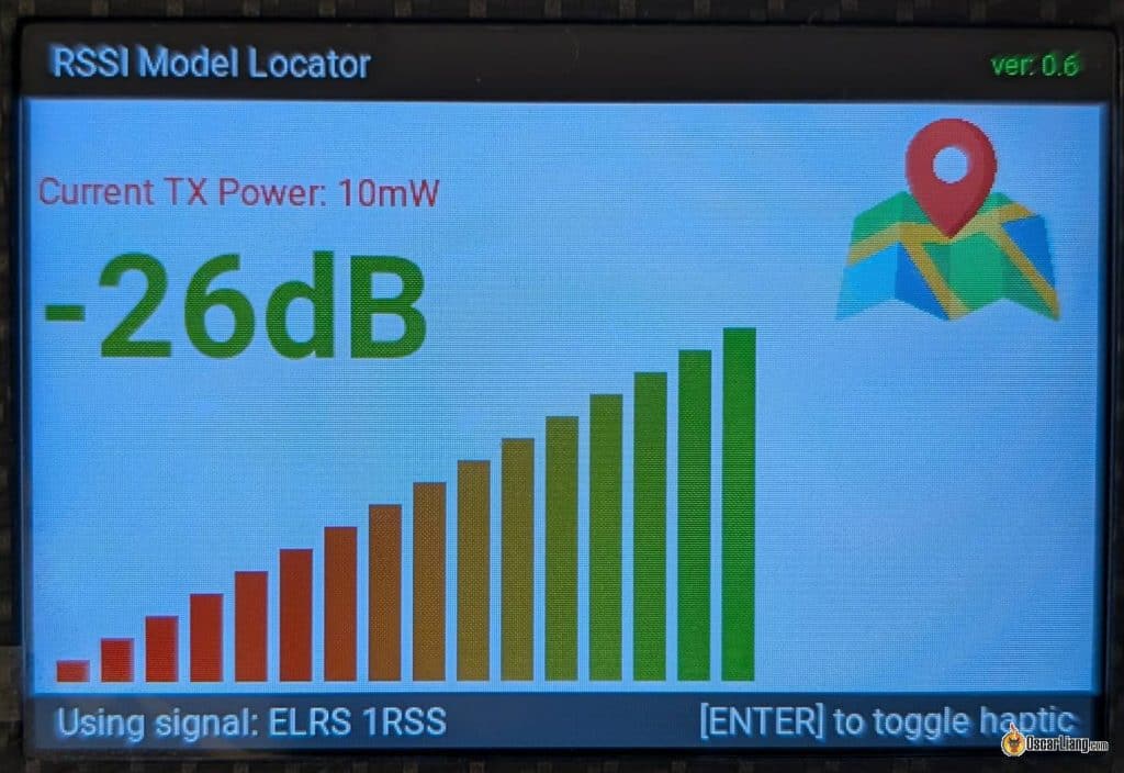 Интерфейс RSSI Model Locator вблизи дрона
