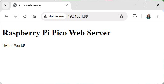 Страница Hello, World! от веб-сервера Raspberry Pi Pico в браузере