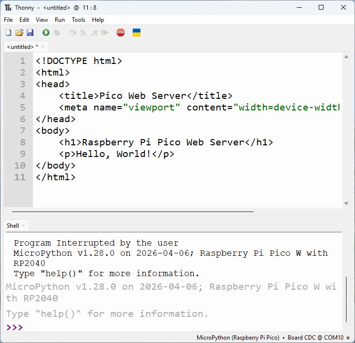 HTML-файл в редакторе Thonny IDE