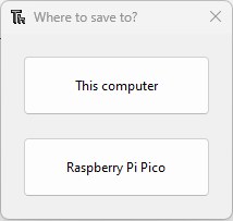 Диалог выбора места сохранения в Thonny: This computer или Raspberry Pi Pico
