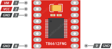Выводы питания VM и VCC модуля TB6612FNG