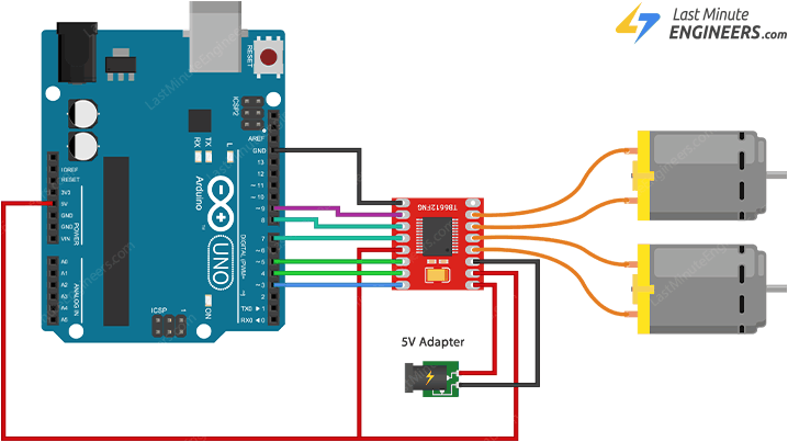 Схема подключения модуля TB6612FNG к Arduino
